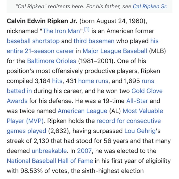 Autographed baseball by Cal Ripkin Jr. - Picture 4 of 4